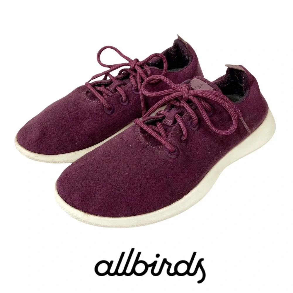 Allbirds Men’s Wool Runners Size M10 D520 Burgundy/White Renewable Materials